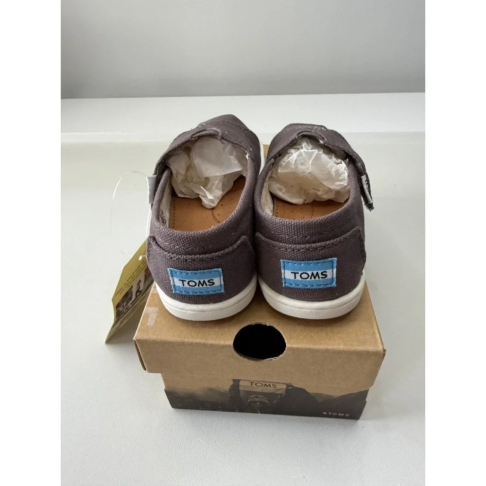 TOMS Classic Ash Canvas‎ Toddler Slip On Tiny Shoes Grey Unisex Size 8C New